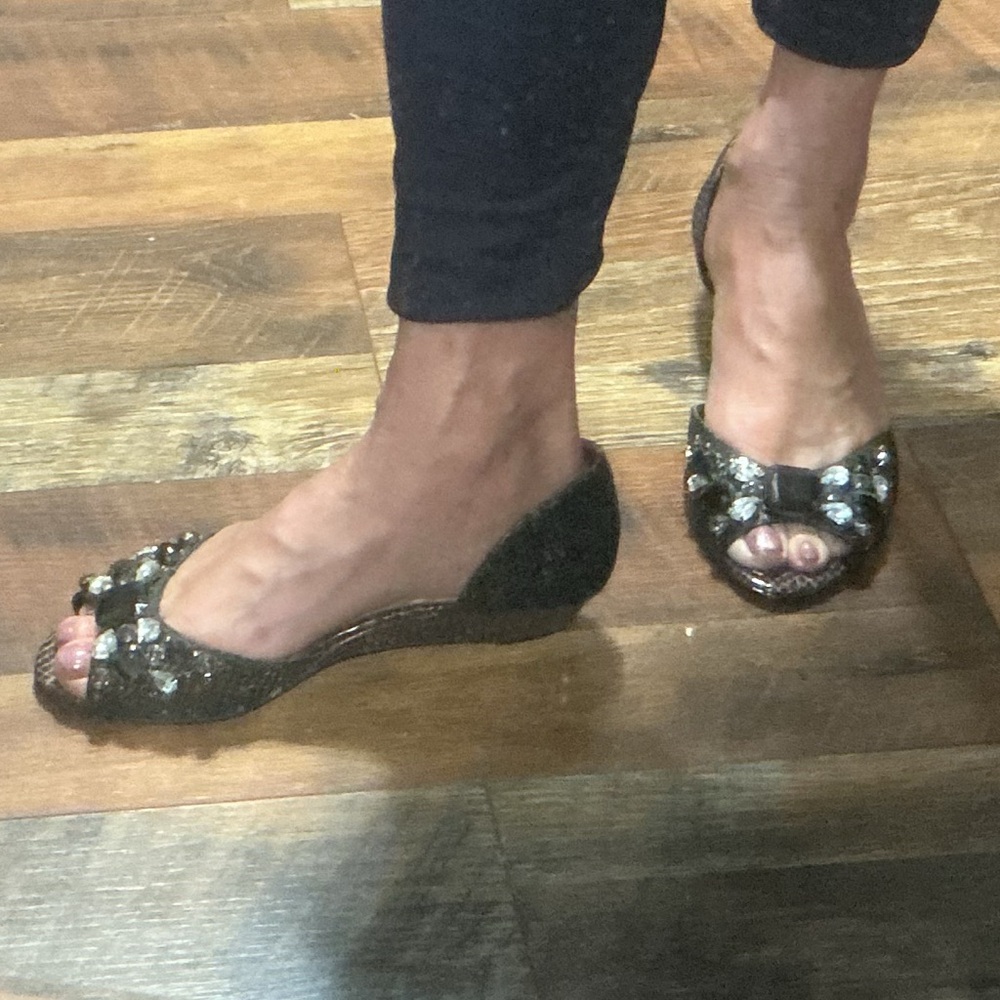 Nine West Black Flats with Silver Accents